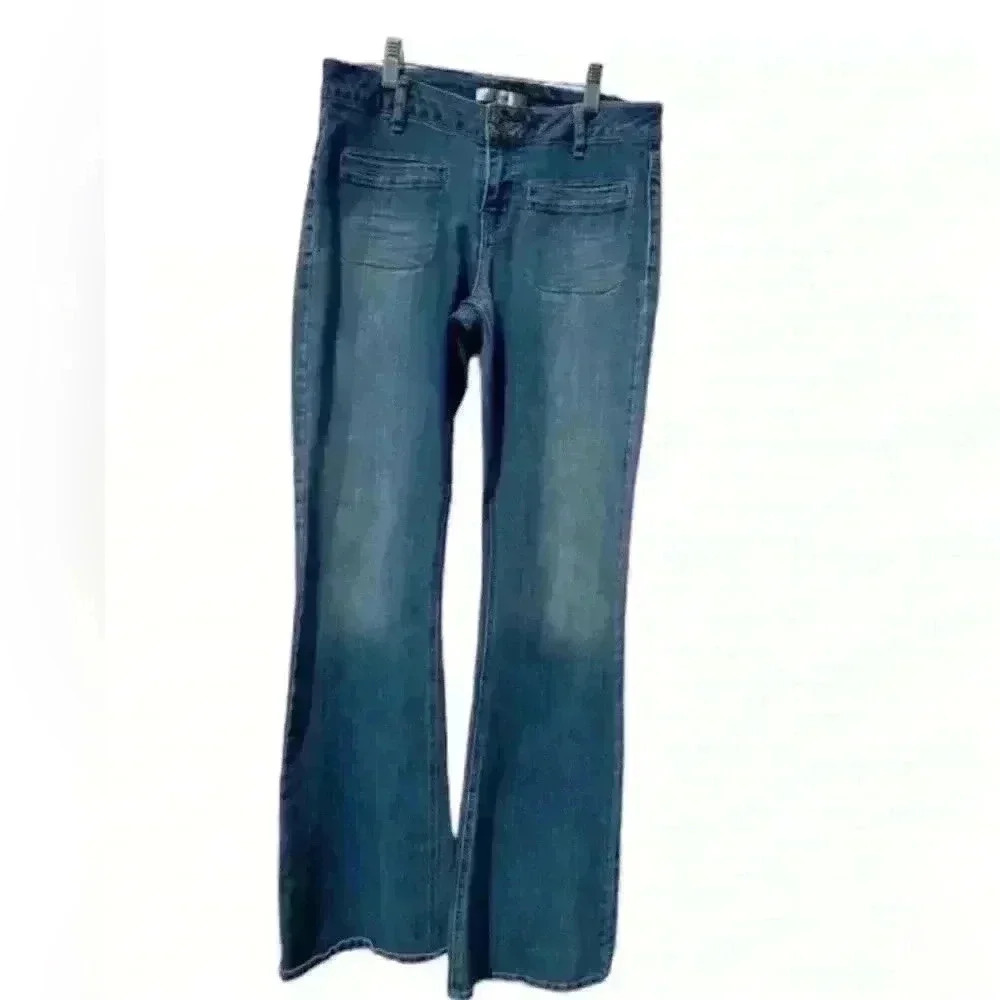 DEX Ashbury High Rise Fit Flare Leg Patch Pockets Jeans Size 28